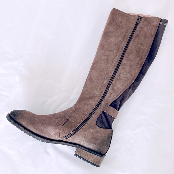 TILLY ROSE brown leather suede knee high Boots SIZE 38 - Picture 7 of 12